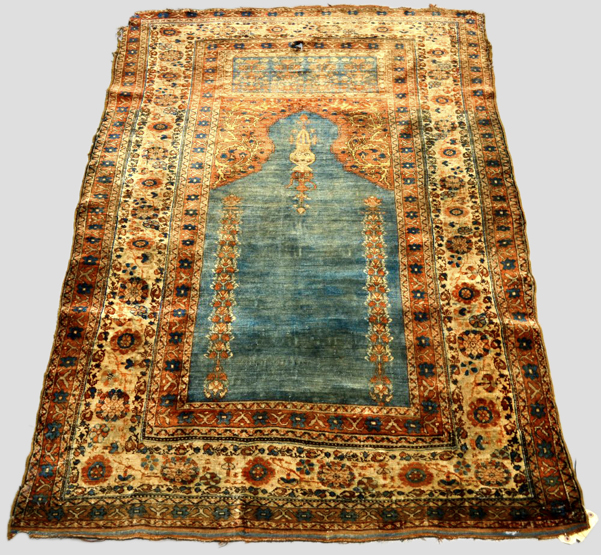 Superb Heriz silk prayer rug, north west Persia, late 19th century, 5ft. 10in. x 3ft. 11in. 1.78m. x