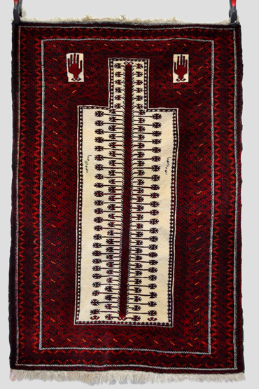 Two Baluchi prayer rugs, Khorasan, north east Persia, 20th century, 5ft. 1in. x 3ft. 6in., 1.55m.