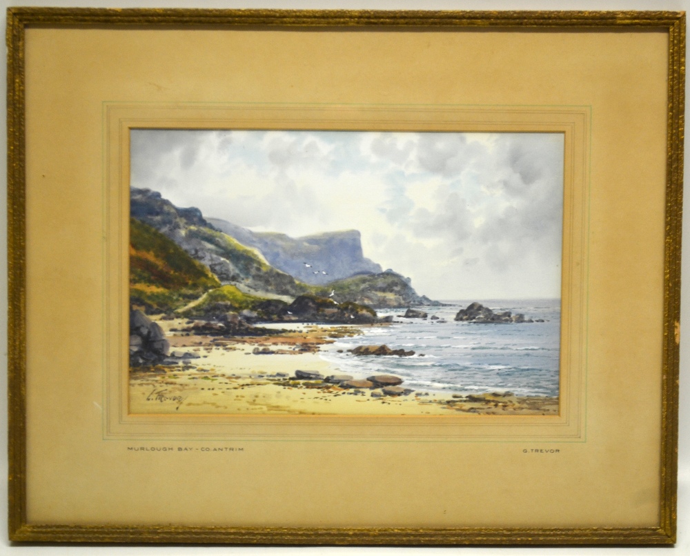 G. Trevor a watercolour Murlough Bay Co. Antrim. 7in 18cm x 10.25in 26cm. Signed. Framed and