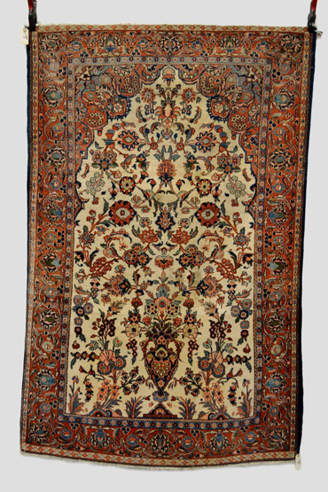 Attractive Kashan prayer rug, west Persia, about 1940-50s, 6ft. 7in. x 4ft. 3in. 2.01m. x 1.30m.