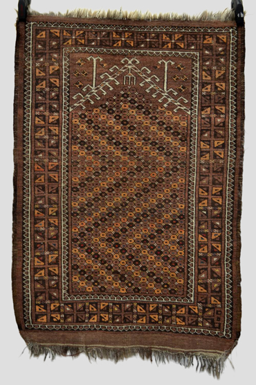 Ersari Turkmen prayer rug, north east Afghanistan, 1920-30s with tiny red, yellow and ivory