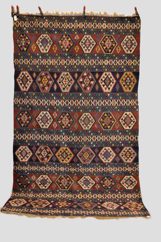 Exceptional Shirvan banded kelim, south east Caucasus, late 19th century, 10ft. 5in. x 6ft. 1in. 3.