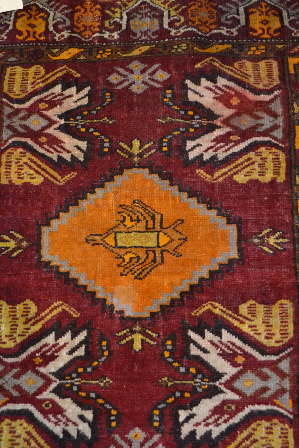 Kirshehir yastik, central Anatolia, late 19th century, 3ft. 2in. x 1ft. 11in. 0.97m. x 0.59m. - Image 2 of 5