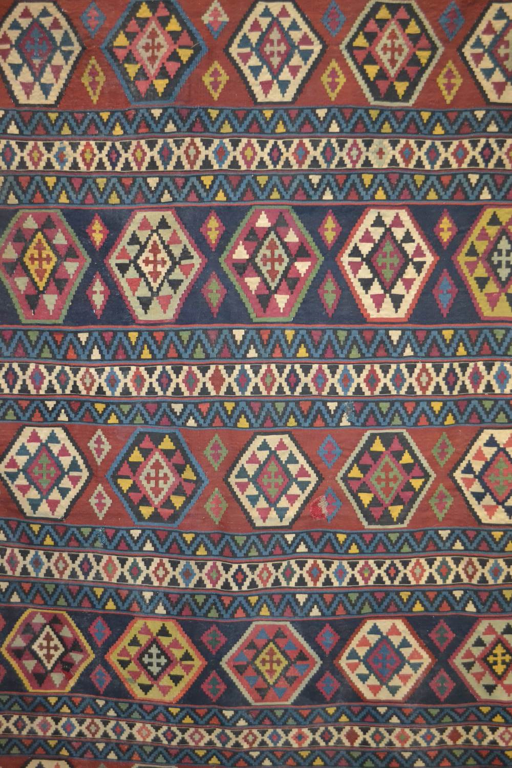 Exceptional Shirvan banded kelim, south east Caucasus, late 19th century, 10ft. 5in. x 6ft. 1in. 3. - Image 2 of 8