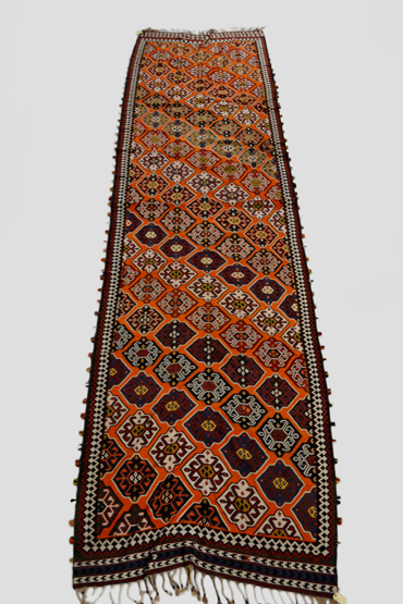 Qashqa`i ghileem, Fars, south west Persia, about 1940-50s 16ft. 9in. x 4ft. 8in. 5.11m. x 1.42m.