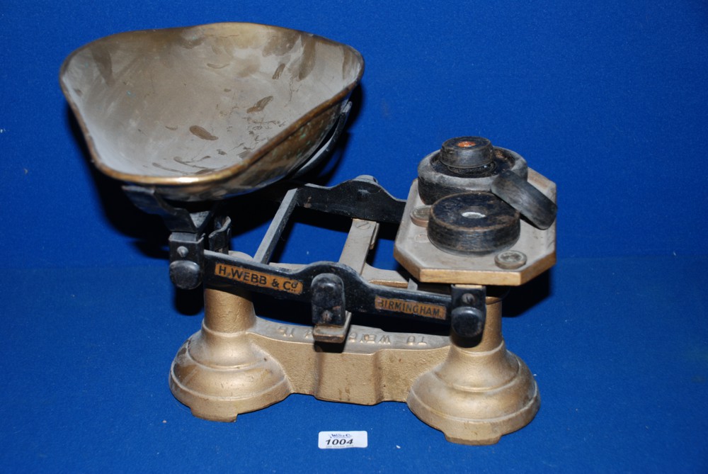 A Brass weighing Scales and weights