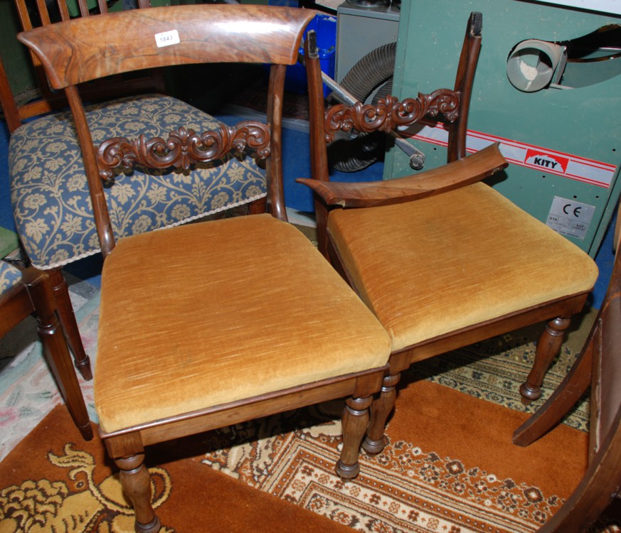 A good pair of Regency Rosewood Dining Chairs, well figured top bar, with the lower single bar being