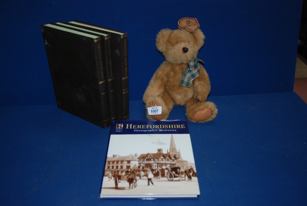 A brown Bear from the Heartfelts collection, 12'' high, three volumes of 'Modern Marine Engineering'