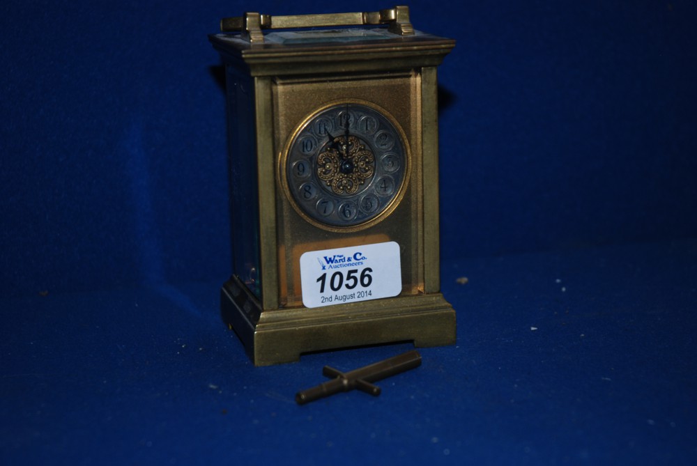 A R & Co. brass Carriage Clock and key