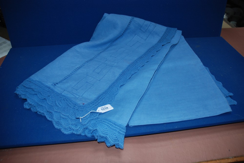An Indigo linen Bedspread/table cloth