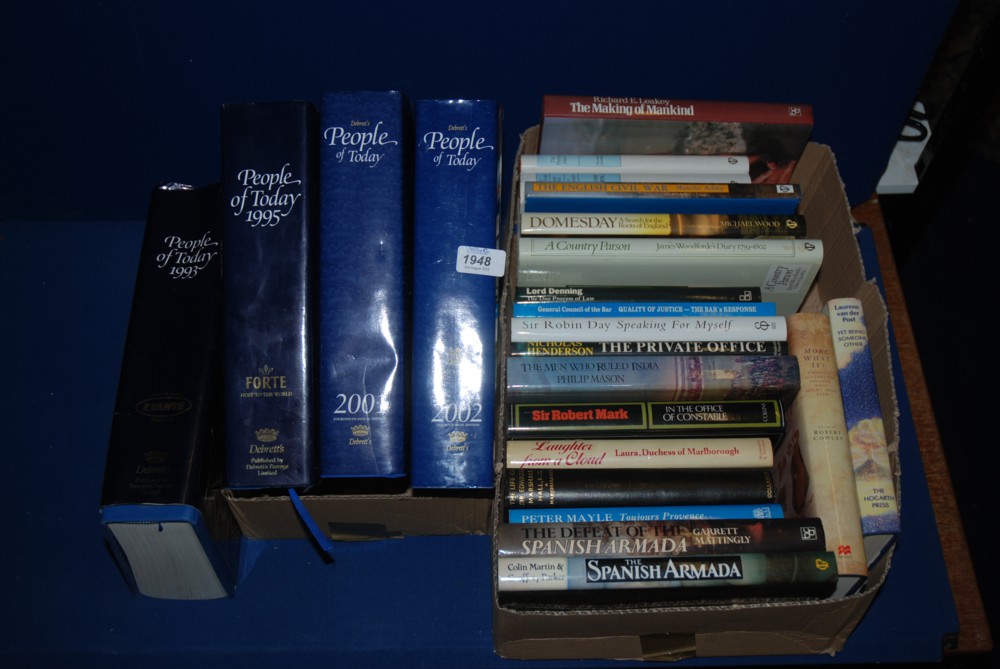 Two Boxes of Books: Doomsday, Debrett's People of Today etc.