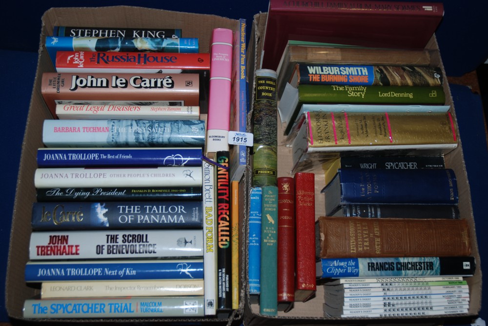 Two Boxes of Books:Le Carre, Poems etc.