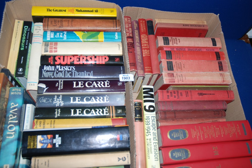 Two Boxes of Books: Complete short stories, Le Carre etc.