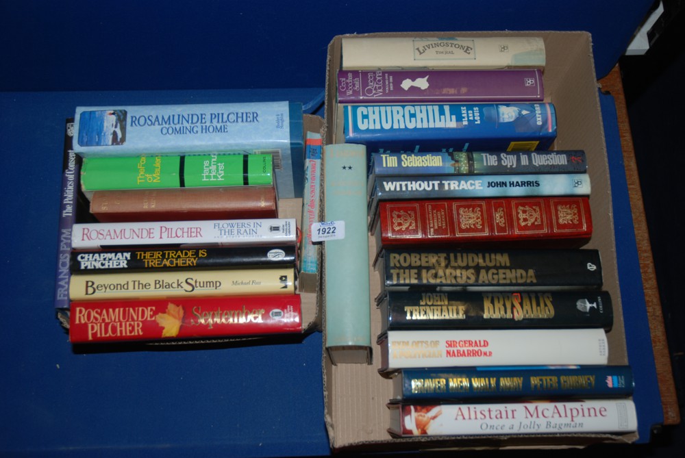 Two Boxes of Books: Churchill, Rosamund Pilcher etc.