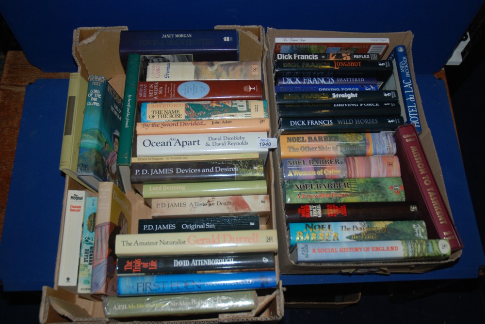 Two Boxes of Books: Dick Francis, P. D James etc.