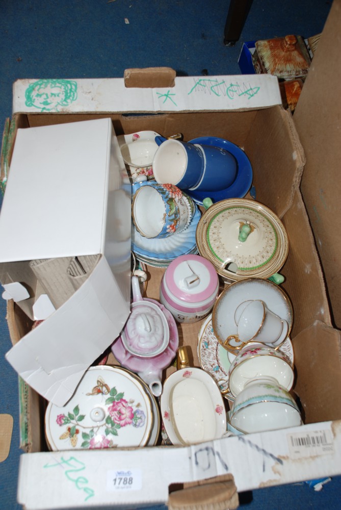 A quantity of china including Wedgwood 'Charnwood' pot, souvenir china, pretty cups and saucers,