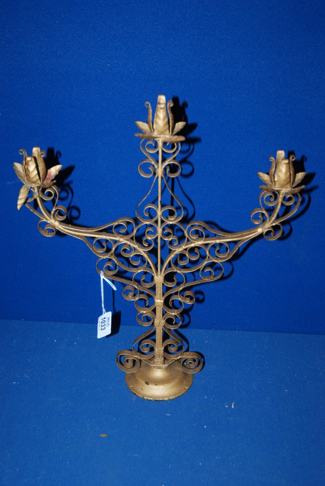 A wrought metal Candelabra