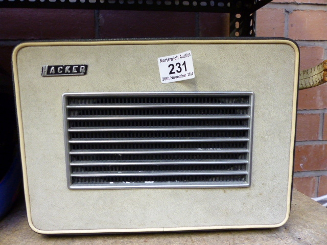 Vintage Hocker transistor radio on a turntable