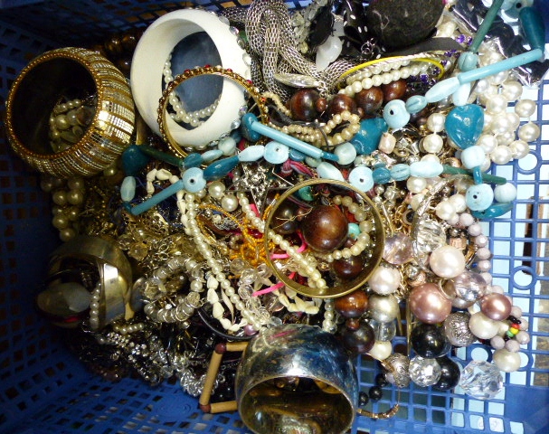 Crate of costume jewellery