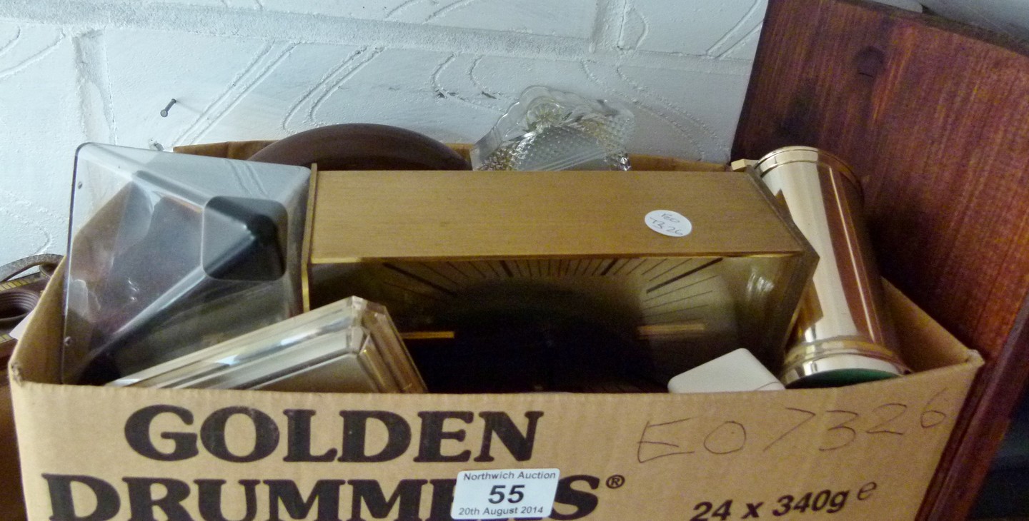 Box of vintage clocks