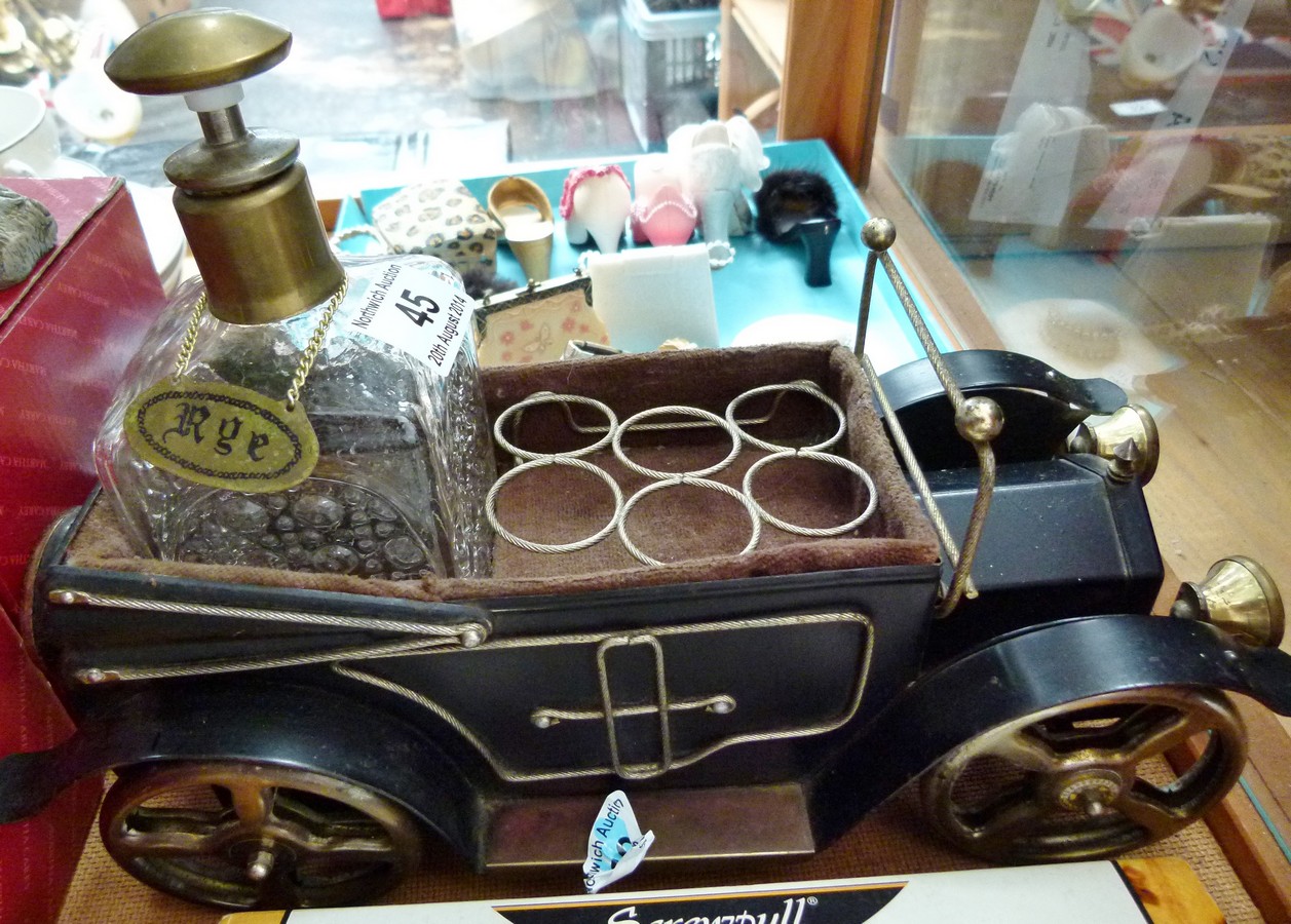 Vintage musical car and decanter