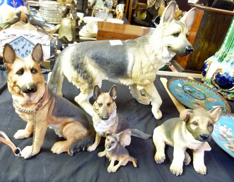 Four models of Alsatians - largest height 41cms