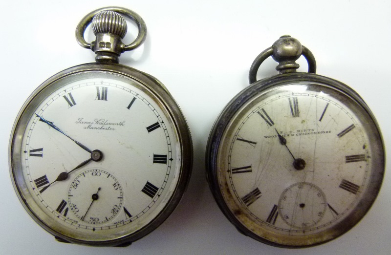 Birmingham hallmarked crown wind pocket watch, James Wadworth Manchester and a T P Birts example.