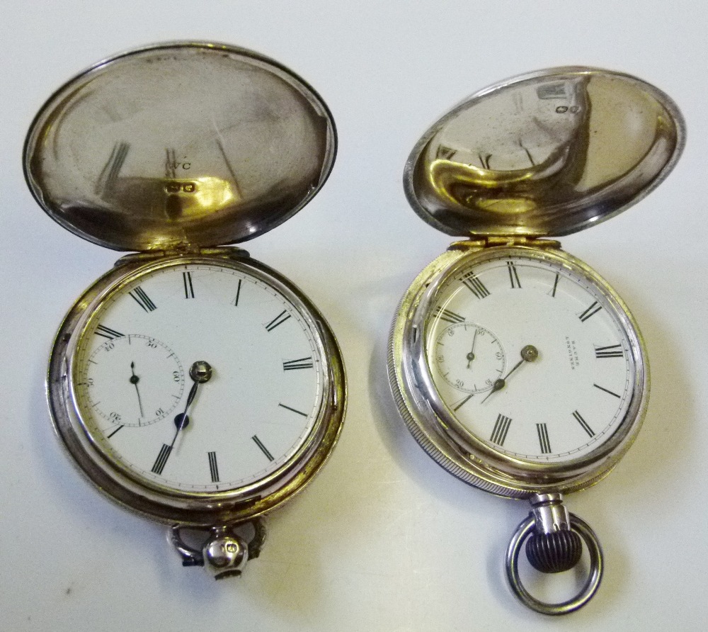 Two hallmarked silver pocket watches, Baume Longines, London 1884 and London 1842?