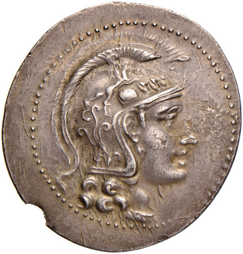 ATTICA Atene Tetradracma (229-197 a.C.) - Testa elmata di Atena a d. - R/ Civetta di fronte - S.