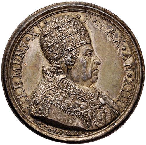Clemente XI (1700-1721) Medaglia 1713 A. XIII Fine della guerra di successione spagnola - Opus: E.