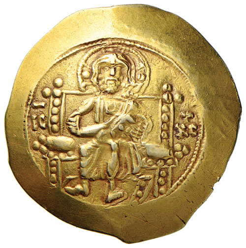Michele VII (1071-1078) Histamenon - Cristo seduto in trono di fronte - R/ L?imperatore stante di