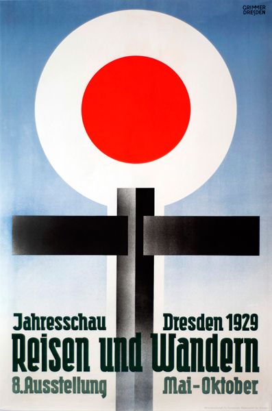 Plakate - - Grimmer, Bruno. Reisen und Wandern. Niedersedlitz, AG für Kunstdruck, 1929. 90 x 59,5