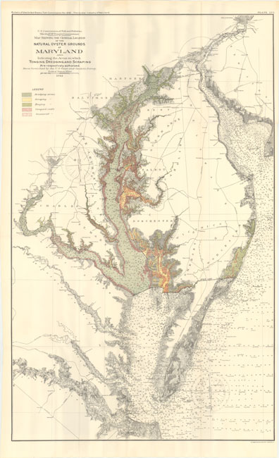 Map Showing the General Location of the Natural Oyster Grounds of Maryland? This colorful chart
