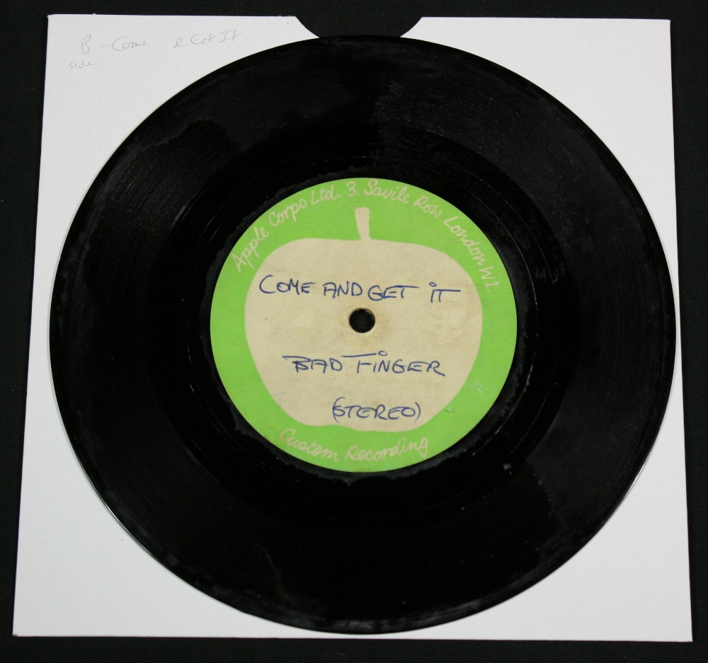 BADFINGER - Come and Get It/Rock of All Ages.  Two sided Apple stereo acetate with handwritten