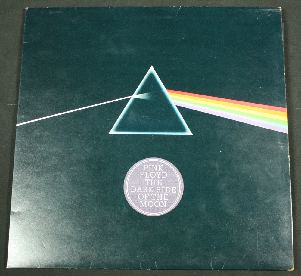 PINK FLOYD - Dark Side of The Moon (SHVL 804) with solid blue triangle, two unused posters, two