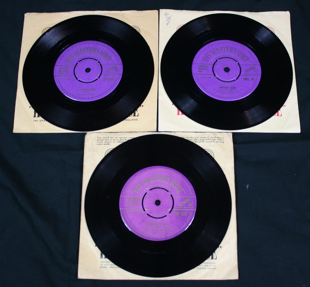 ELVIS PRESLEY HMV SINGLES - Collection of 3 x 7" in superb condition on the purple HMV label with