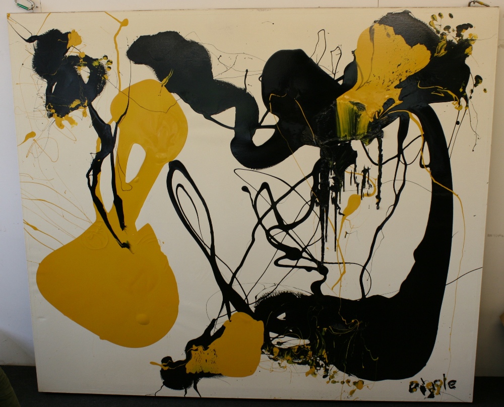 HACIENDA & 24HR PARTY PEOPLE - huge abstract oil painting by well known Manchester based and
