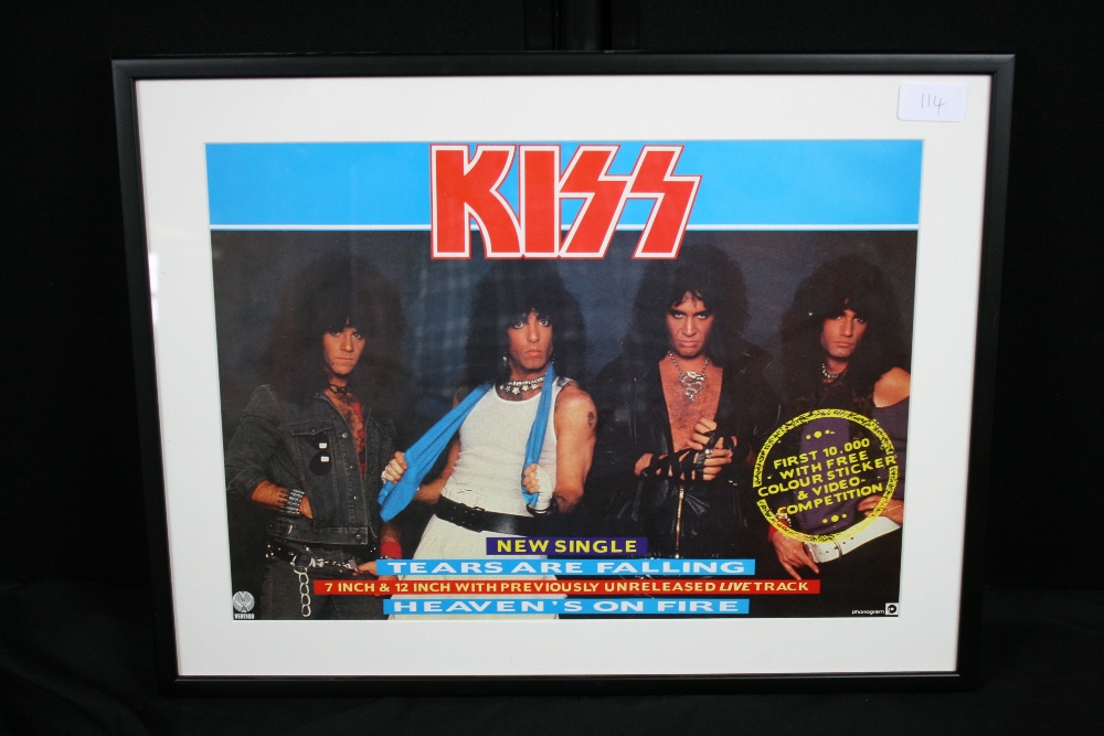 KISS - original framed poster (16``x11.5``) to promote the single ``Tears Are Falling/ Heavens On