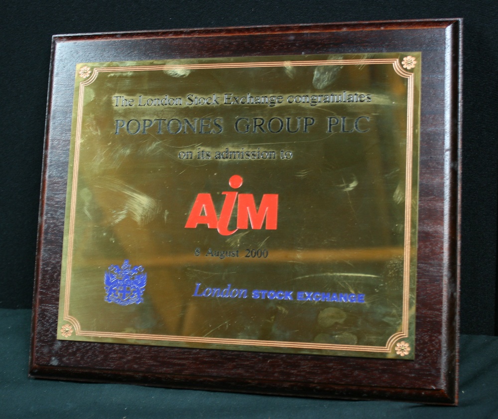 ALAN MCGEE & CREATION RECORDS - plaque given to Alan McGee when his Creation Records spin off label