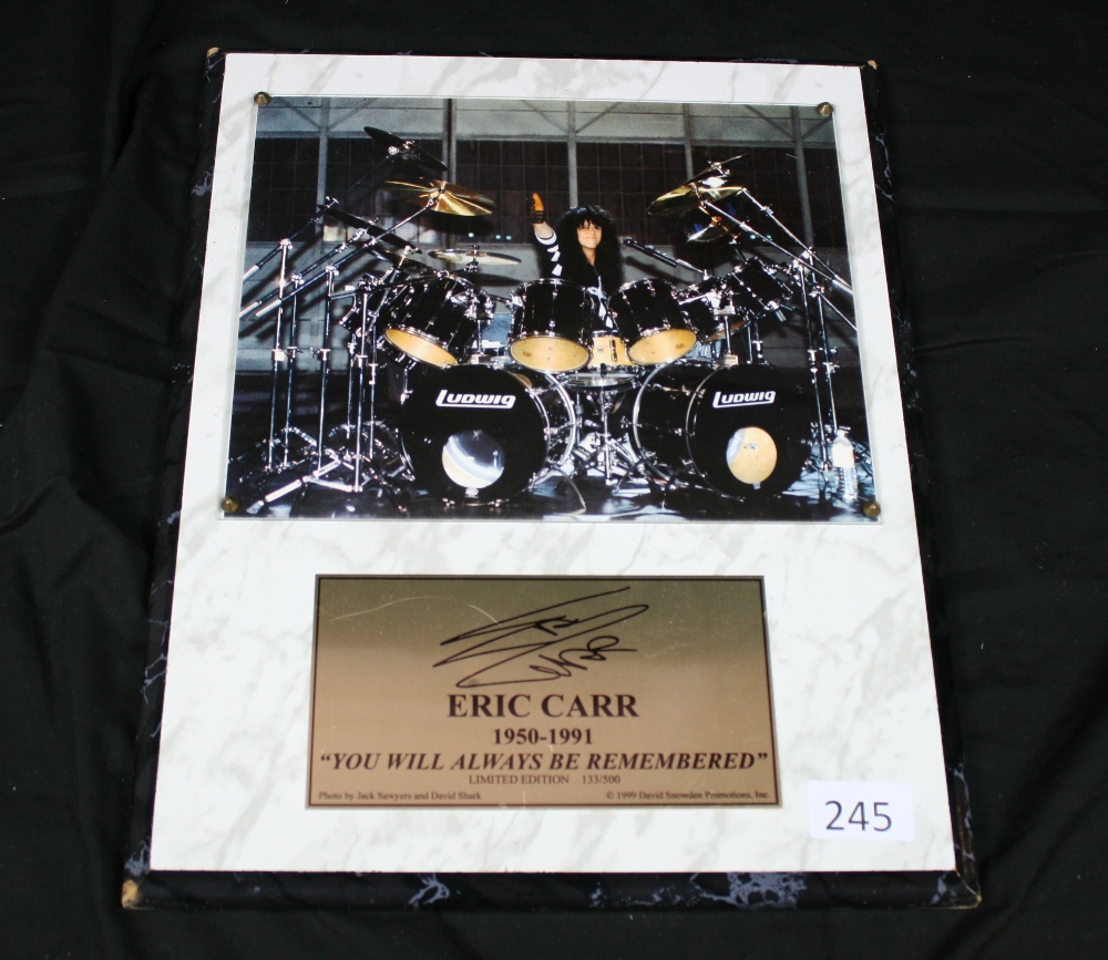 ERIC CARR - limited edition (133 of 500) commemorative plaque celebrating the life of Eric Carr (