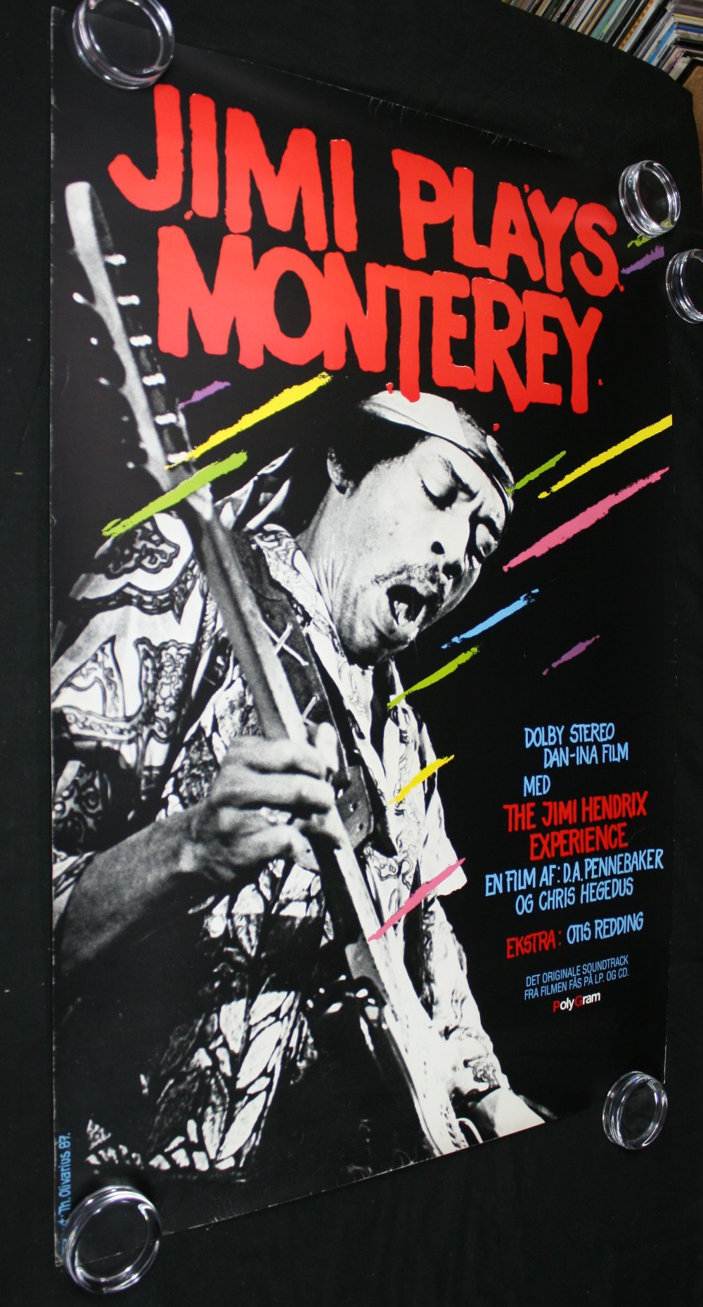 JIMI HENDRIX - `Jimi Plays Monterey` 1986 German 1 sheet poster, titles/stars names in English but