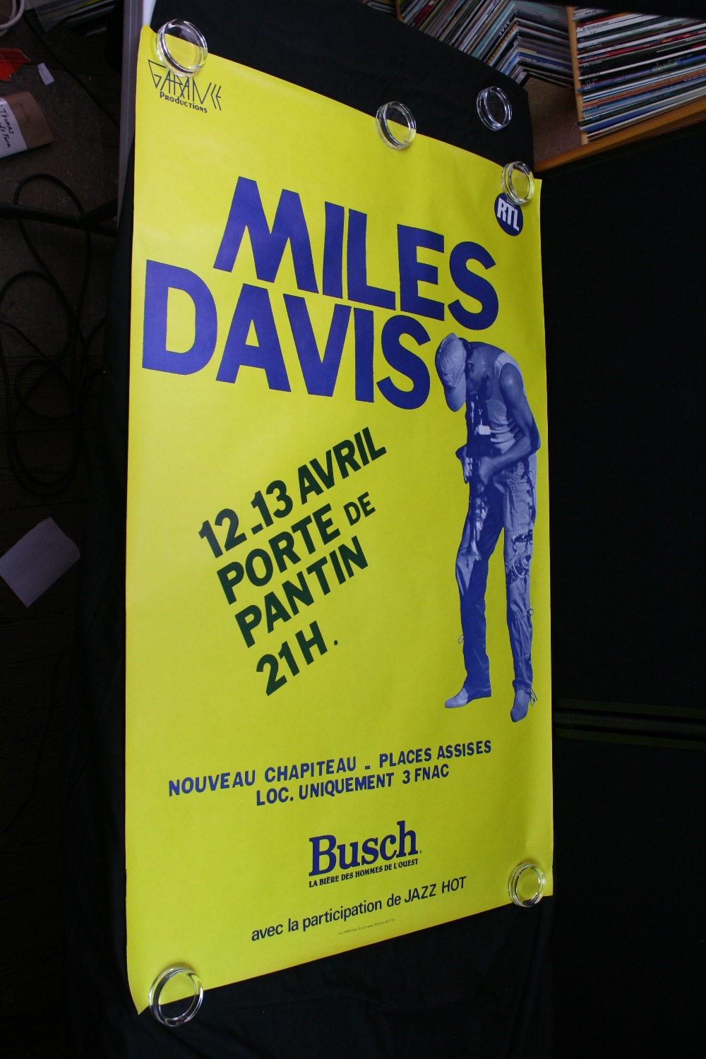 MILES DAVIS - large promo poster(47``x31``) from the Paris Concert 12/13th April 1983, the poster