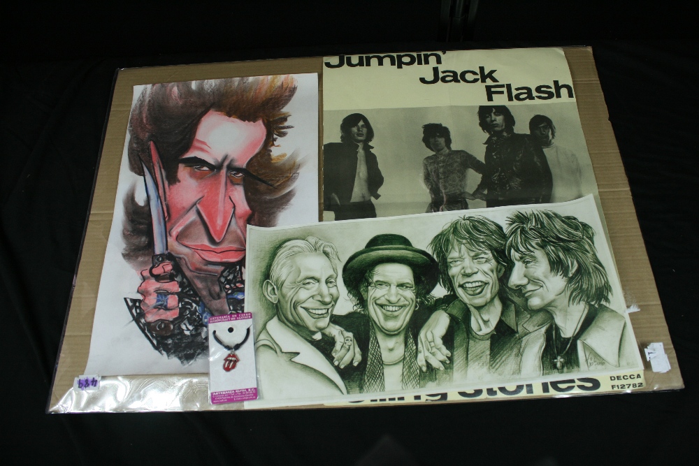 ROLLING STONES - Collection of 4 items to include a Decca promo poster for Jumping Jack Flash (