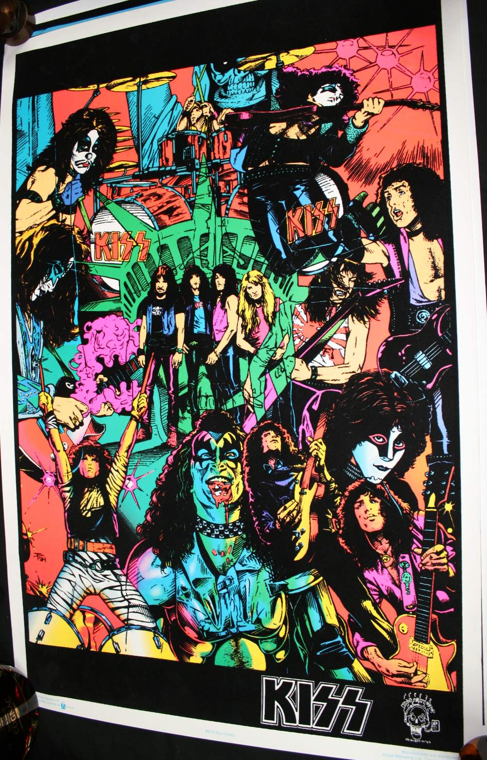 KISS - two felt black light KISS posters measuring approx 89 x 58cm. Both in VG+ condition with