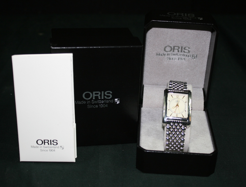 ORIS - Oris gents automatic wristwatch on stainless steel Oris bracelet. The rectangular pointer