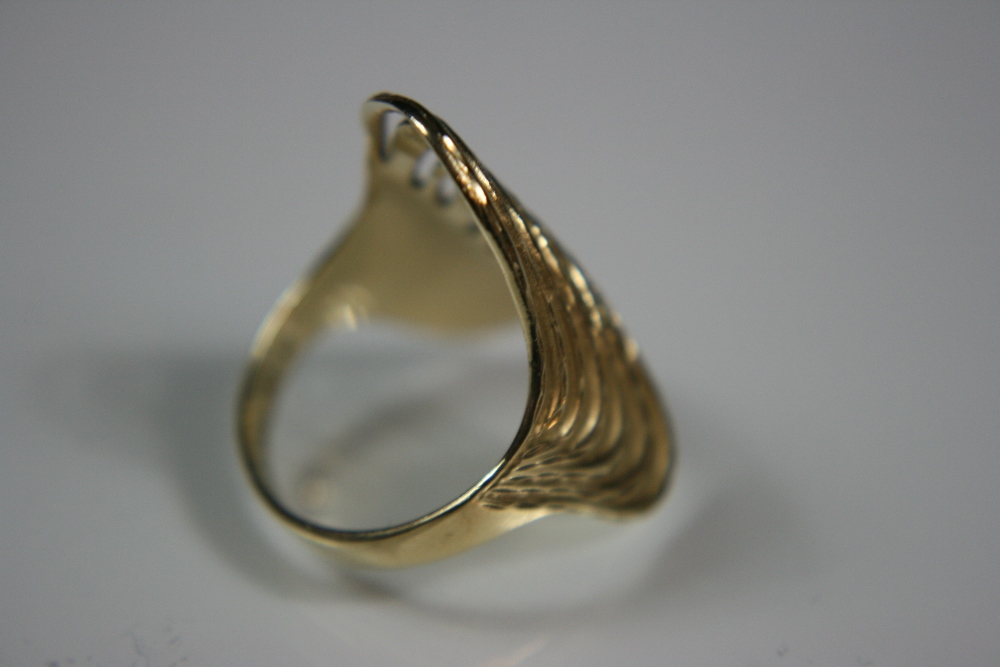 14ct GOLD RING - unusual diamond cut wave design ring with 7 x cut out waves (5.1g). - Image 2 of 3