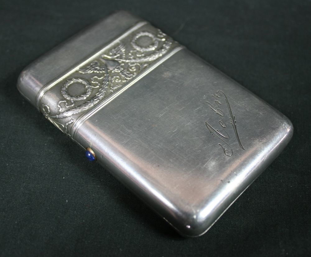 FABERGE - beautiful and heavy sterling silver cigarette case produced by work master August Frederik