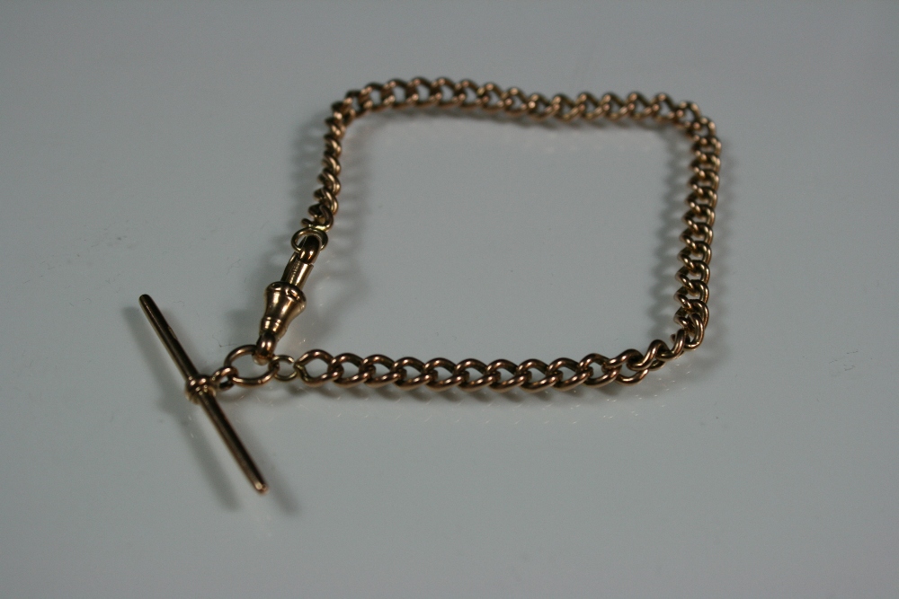 9ct GOLD BRACELET -T Bar bracelet with curb link design in 9ct gold, boxed (12.14g) - Image 3 of 6