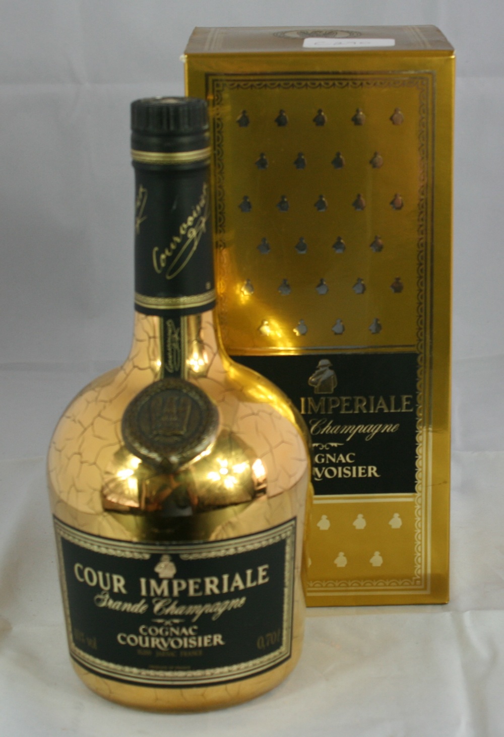 COURVOISIER - bottle of Cour Imperiale Grande Champagne Cognac from Jarnac,  gold crackle effect b