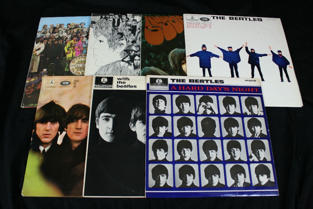 UK MONO LPs - Collection of 7 x UK yellow & black mono LPs to include With The Beatles (PMC 1206), A